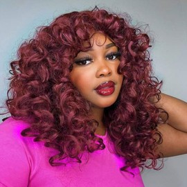 LOSMOEER Ocean Wave Crochet Hair 8 Inch, 8 Packs Deep Wave Crochet Hair for Women, Short Curly Crochet Braids Pre Looped Beach Curl Hair Extensions (Burgundy#)