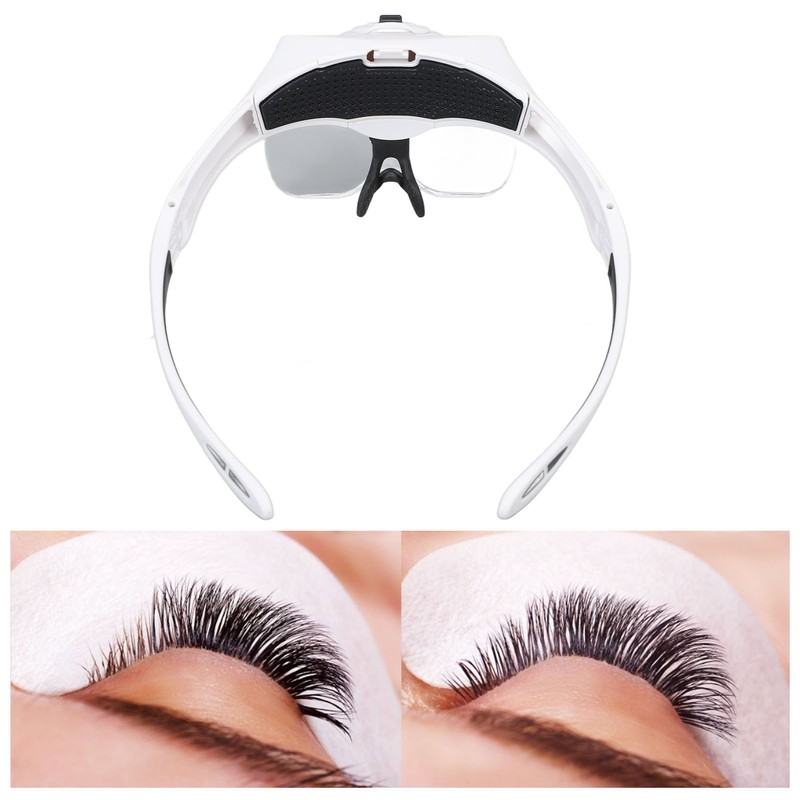 Magnifying Glasses for Eyelash Extensions with 2 LED Light Headband