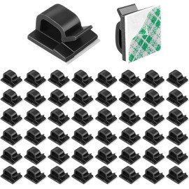 50 Unidades Clips Adhesivos para Cables Pack de Organizador de Alambre de Nailon Duradero y Resistente, Organizador de Cables, Soporte de Cables para Coche Oficina y Hogar (Negro)