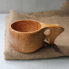 Nordic Style Handmade Finnish Kuksa Ancient Lapland Finland Style Wooden Cup (Classic-2 Holes)