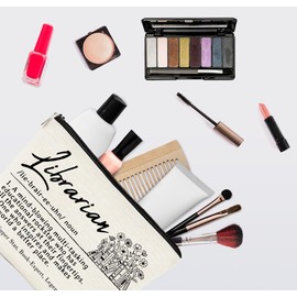 EXUQO Librarian Gifts for Women,Librarian Definition Small Makeup Bag,Appreciation Retirement Gifts,Thank You Gifts Zipper Pouch Bag Travel Bag