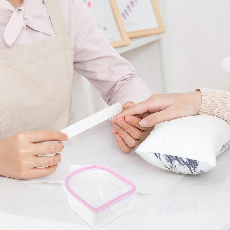 Cuenco para Remojar Uñas Rosa con Acero Inoxidable, Kit de
