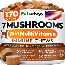 Turkey Tail Mushroom for Dogs - 170 Chews - Lion’s Mane - Shiitake - Reishi - Buddy Immune Support Guard - Mushroom Supplement for Dogs Lumps and Bumps Glucosamine, Health Vitamins Multivitamin