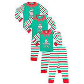 Elf Pyjamas Christmas Family Pyjamas - Dad Elf, Mum Elf, Elf in Training, xmas pjs (Large) Green