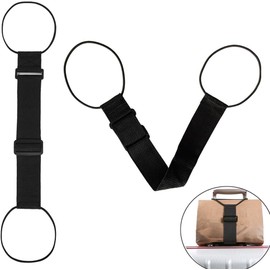1 Pack Luggage Straps for Add a Bag Bungees Lightweight Easy Elastic Wrap Belts for Attaching Extra Bags Purse to Suitcase Handle Handbag Backpack Spinner (Black, One Size)