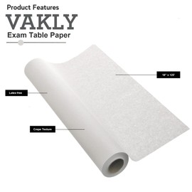 Exam Table Paper - 18''x125’ Disposable Standard White Textured Crepe Medical Barrier Cover Roll - Wide Paper Rolls for Spas, Daycares, Doctors, Chiropractors, Examination and Massage Tables (2)