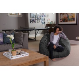 Sofa Sack - Bean Bags Plush, Ultra Soft Memory Bean Bag Chair Cover Stuffed Foam Filled Furniture and Accessories for Dorm Room, 4-Feet, Microsuede Charcoal