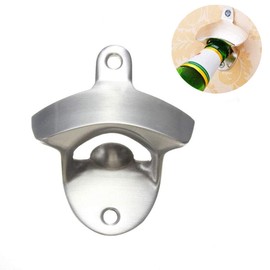 Durable Stainless Steel Bottle Opener,Wall Mounted Silver Opener,for Bartender Cafe Bar Restaurant,Club Supplies