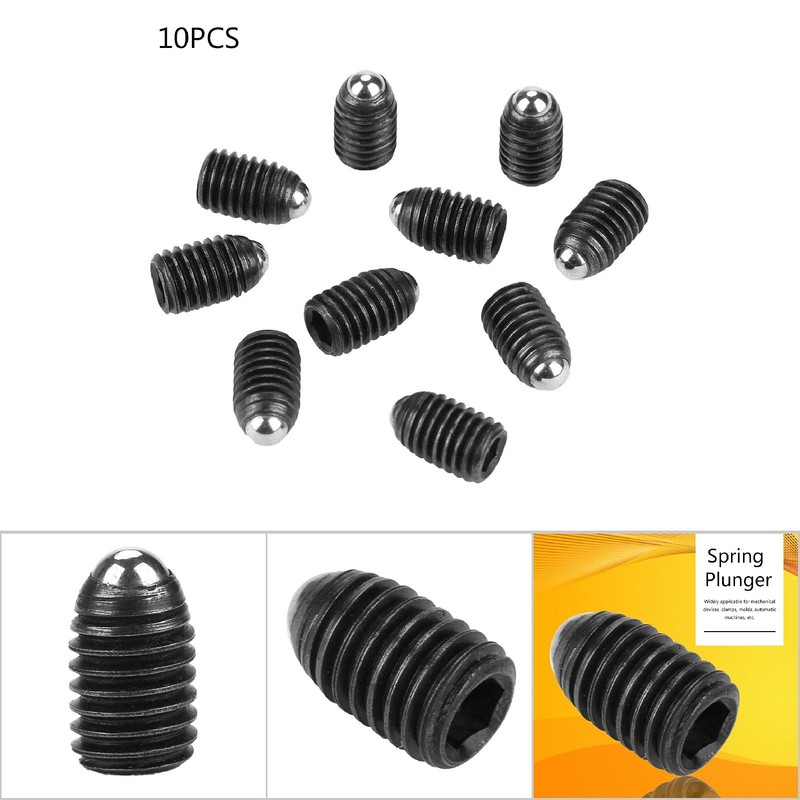 10pcs M8 Carbon Steel Screw Thread Ball Black Spring Plungers
