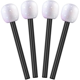 Glitter Microphone Prop Fake Mic - Plastic Kids Toy Microphone Prop - for Rock Singer Disco Decorations Game Show Host Costume Girls Birthday Party Favors Photo Booth Props(4 Pcs)