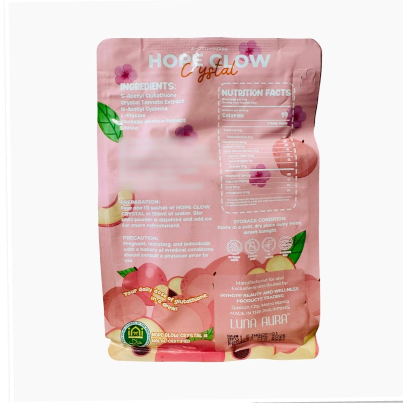 Luna Aura Hope Glow Crystal Peach Glutathione Juice Drink, 10