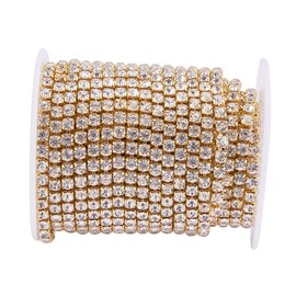 PandaHall 10 Yards Crystal Rhinestone Strass Chains 4mm Trimming Claw Chain Brass Cup for Wedding Supplies DIY Sewing Craft Jewelry Making