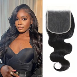 4x4 Hd Lace Closure Human Hair Preplucked With Baby Hair Transparent Lace Bleached Knots High Density Body Wave Brazilian Hair 10A Grade 22 Inch For Black Women