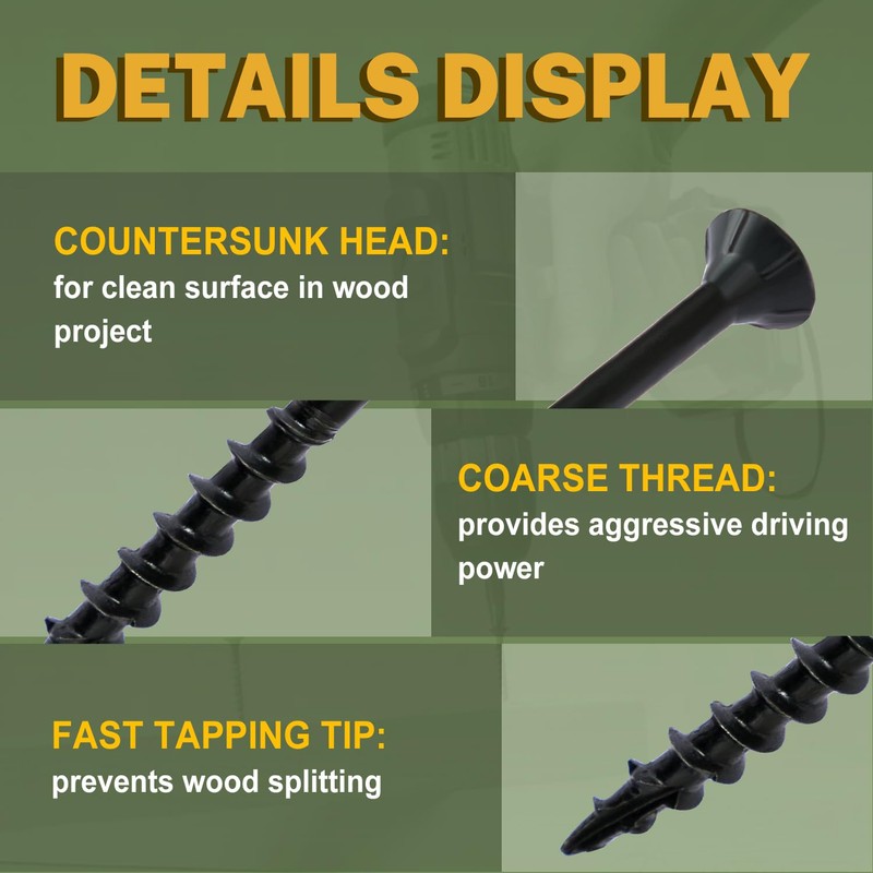 LIONMAX Deck Screws 3 Inch, Wood Screws #10 x 3,