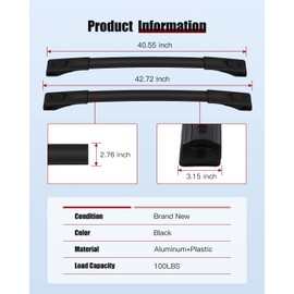 cciyu Cargo Racks for Toyota for RAV4 2013-2018 Rooftop Luggage Canoe Kayak Carrier Rack Black Roof Rack Cross Bar - Fits Side Rails Models ONLY