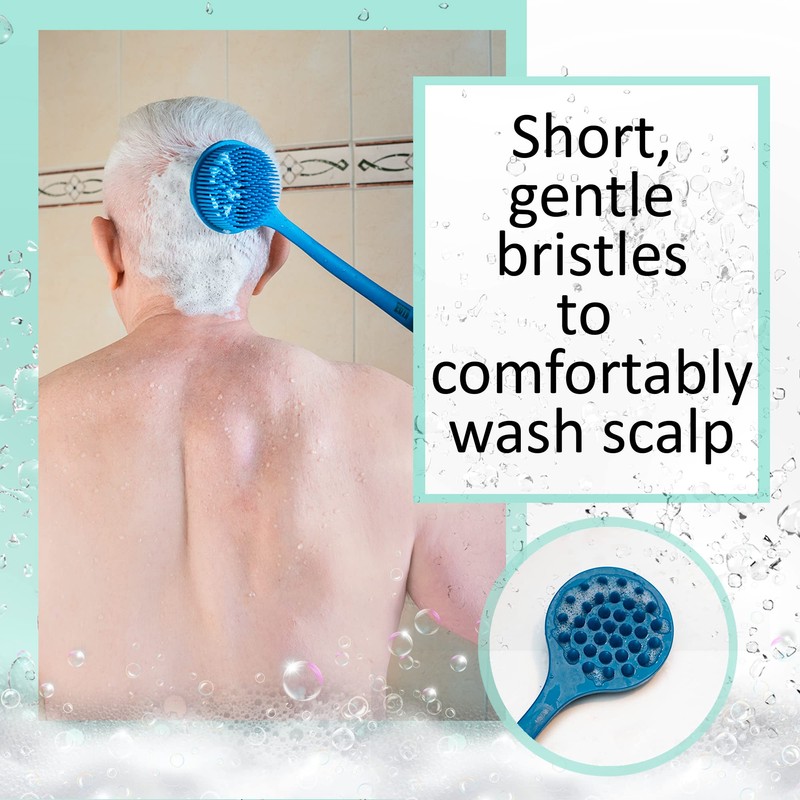 EOT Wellness Bendable Long Handled Silicone Back & Scalp Scrubber