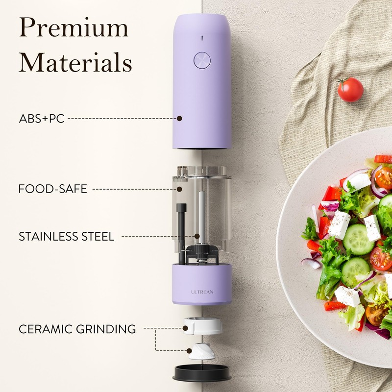 Ultrean Pepper Grinder, Rechargeable Salt and Pepper Grinder with 6