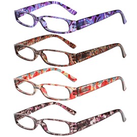 Kerecsen 4 Pack Reading Glasses for Women Spring Hinge Ladies Readers Reading Eyeglasses (Colourful-4, 2.00)