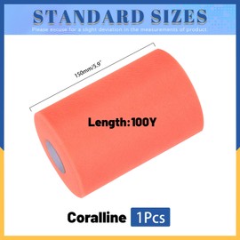 Glarks 1Roll 15CM x 91.44M Coral Color Tulle Fabric Roll, Tulle Organza Fabric Spool for DIY Tutu Skirt Baby Shower Decor Wedding Backdrop Crafts Birthday Party Supplies