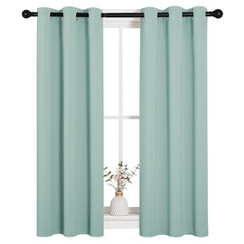 NICETOWN Thermal Insulated Curtains Blackout Draperies, Window Treatment Solid Grommet Room Darkening Drape Panels for Bedroom (Aqua Blue, Set of 2, 29 by 45 inches Long)