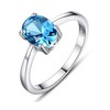 Bellitia Jewelry Blue Topaz Oval Cut Engagement Ring in 925