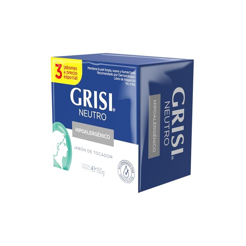 GRISI Neutro Jabón Tripack, 150 gr, blanco