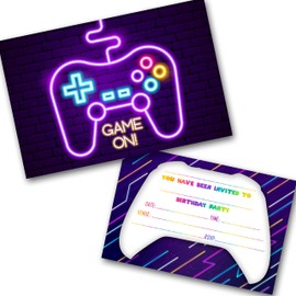 Gaming Party Invitations Pack with Envelopes WRITE ON (PACK OF 12)