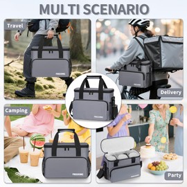 Freeamg Reusable 3 Cups Drink Carrier, Portable Insulated Drink Caddy Cup Holder with Dividers, Side Pockets, Shoulder Strap, Beverages Carrier Bag Tote with Handle for Take Out, Outdoors, Delivery