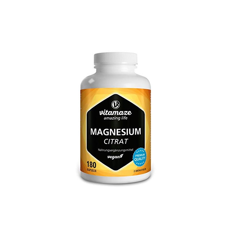 Magnesium Citrate Capsules High Strength & Vegan, 2250 mg of