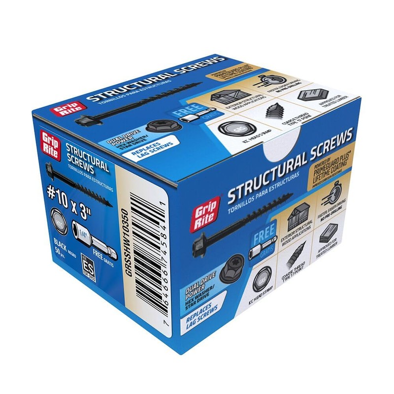 Grip-Rite GRSSHW10350#10 x 3 Structural Screw Dual Drive Power Hex