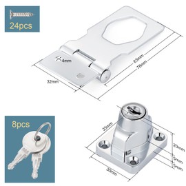 Knpwer 4 Pcs Metal Lock Hasp,Zinc Alloy Door Bolt Latch Buckle with Padlock and 8 Alike Keys,Keyed Locking Hasp Shed Locks for Door Gate Cabinets Drawer (2.5 inch)