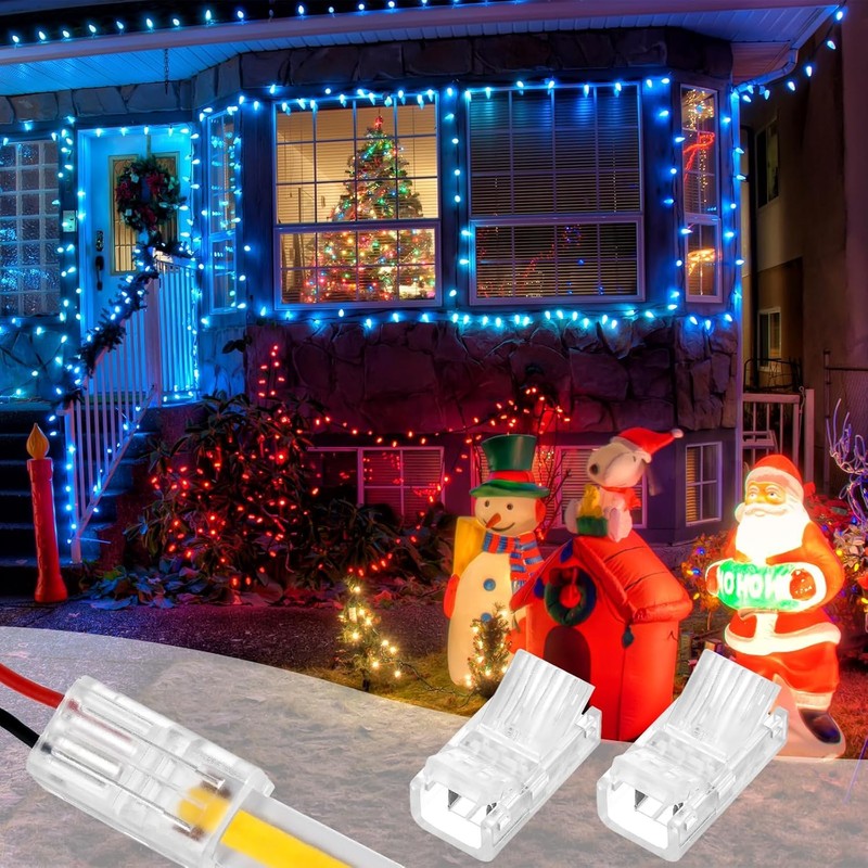 ChasCoCo 4 Pcs 4 Pin 10mm Waterproof Adapter Solderless LED