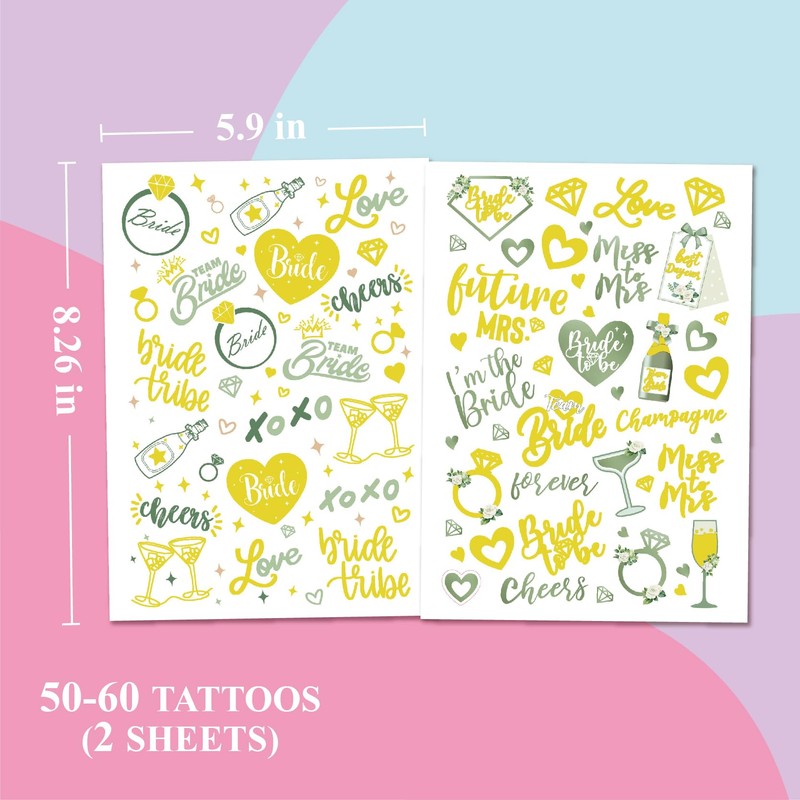 Gold Bachelorette Tattoos, 50+ pcs Bach Party Favors, Bride Tribe