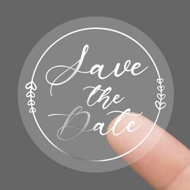 100 x Save The Date Envelope Seals, Embossed Labels Silver Foil Save The Date Stickers Invitation Stickers Transparent Clear Wedding Sticker Foil Party Favor Sticker