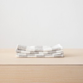LinenMe Linen Napkin Off White Grey Philippe, 20 x 20