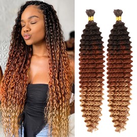 Seimainurs Curly Deep Wave Synthetic Braiding Hair 24Inch Boho Braids Curly Braiding Hair Natural Color Wet And Wavy Braidng Hair Extensions For Black Women