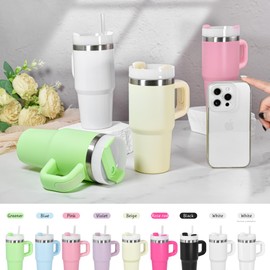 AGH 14 oz Tumbler with Handle and Straw,Kids Stainless Steel Double Layer Insulated Mug,Reusable Stainless Steel Water Bottle,Keeps Beverages Cold for 16 Hours(Mint Green)