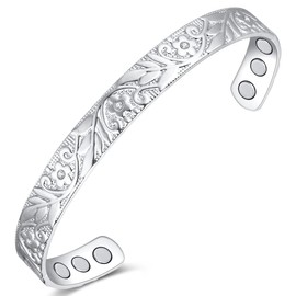 Vicmag Copper Bracelet for Women Men Magnetic Bracelet 6X Ultra Strength Magnets 99.99% Solid Pure Copper Adjustable Size with Gift Box (Sliver Crystal Plum)