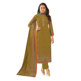 Ladyline Modal Silk Printed Embroidered Salwar Kameez Indian Bollywood Pakistani Dress (SPESK SPU1260) (44/Mustard)