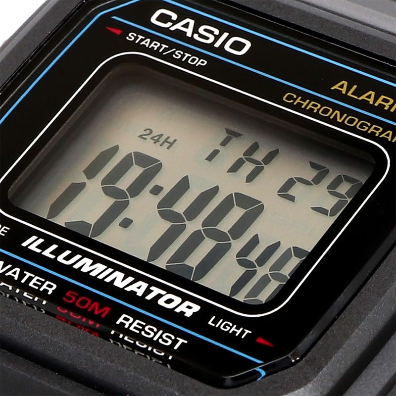 Casio W-217 Series Standard Digital Men's Watch, Black W-217H-1AV