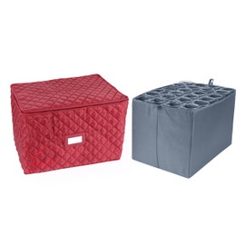 Covermates Keepsakes - Adjustable Glassware Storage - Padded Protection - ID Window - Stain Resistant - Machine Washable - China Storage, Red