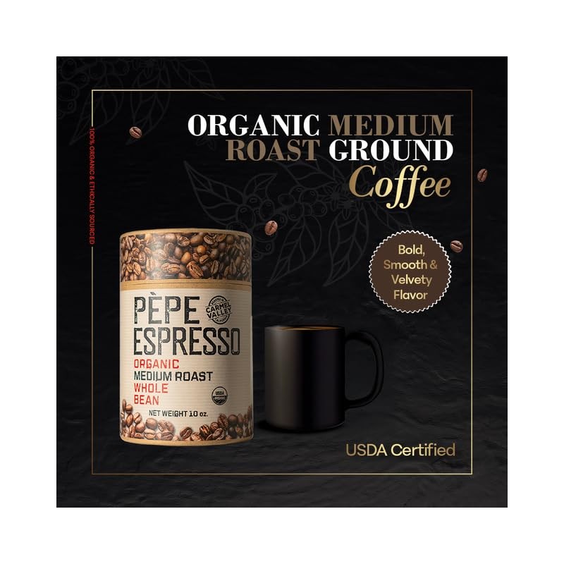 Pepe Coffee Organic Medium Roast Whole Bean Espresso 10 oz