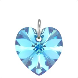 Lua Joia Sterling Silver March Birthstone Pendant Only With Sparkly Aquamarine Charm Heart Crystal Jewellery for Women Gift for Girls, Mum, Wife, Birthday, Anniversary & Valentine’s