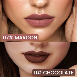 2Pcs Longwear Liquid Lip Liner Stain Marker Pen Set Long Lasting Waterproof, Maroon Chocolate Dusty Mauve Matte 24 Hour Lip Liner and Lipstick Combo, Color Stay Lipliner All Day, Lips Stain peel off