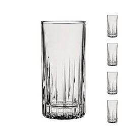 Ocean by Anchor Hocking Present Glassware Traze Highball Glasses (4-Pieces), 12-ounce, Dishwasher Safe