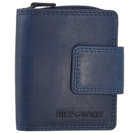 Hill Burry with RFID Protection Small Wallet Leather Women Ladies Long Purse Purse Women Design Hill Burry Collection, Blue without pattern, classic wallet