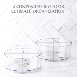 Oizeir Lazy Susan Turntable (2-Pack) - Clear Acrylic, Rotates 360 Degrees, Easily Organize Your Fridge, Cabinet or Counter - Carousel Storage for Food, Spices, Cosmetics
