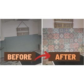 Pack of 27 Mixed Pastel Tile Stickers 6x6 or 4x4 Kitchen Bathroom DIY tiling Traditional Vintage Design Peel and Stick (6 inch Mixed Pastel Modern)