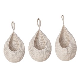 BIUDECO Multi-function Fruit Storage Container Woven Hanging Basket Teardrop Shape for Home