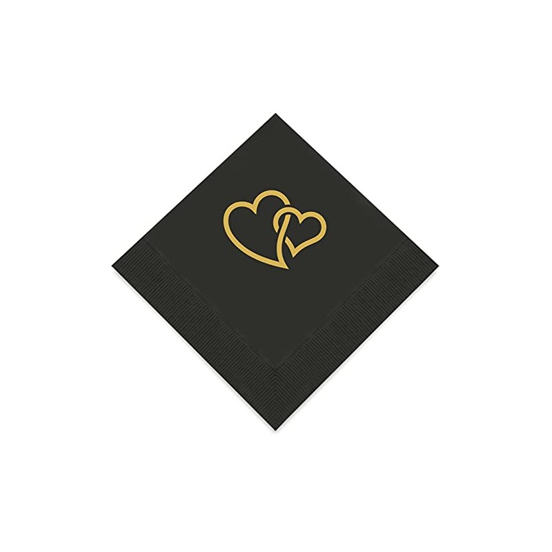 Weddingstar 3-Ply Gold Foil Cocktail Napkins Red - Linked Double